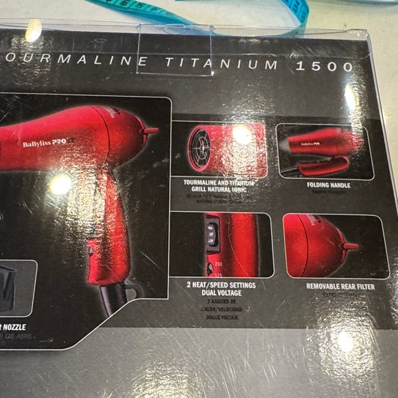 BaBylissPRO Tourmaline Titanium 1500 Hair Dryer - Red - Picture 3 of 7